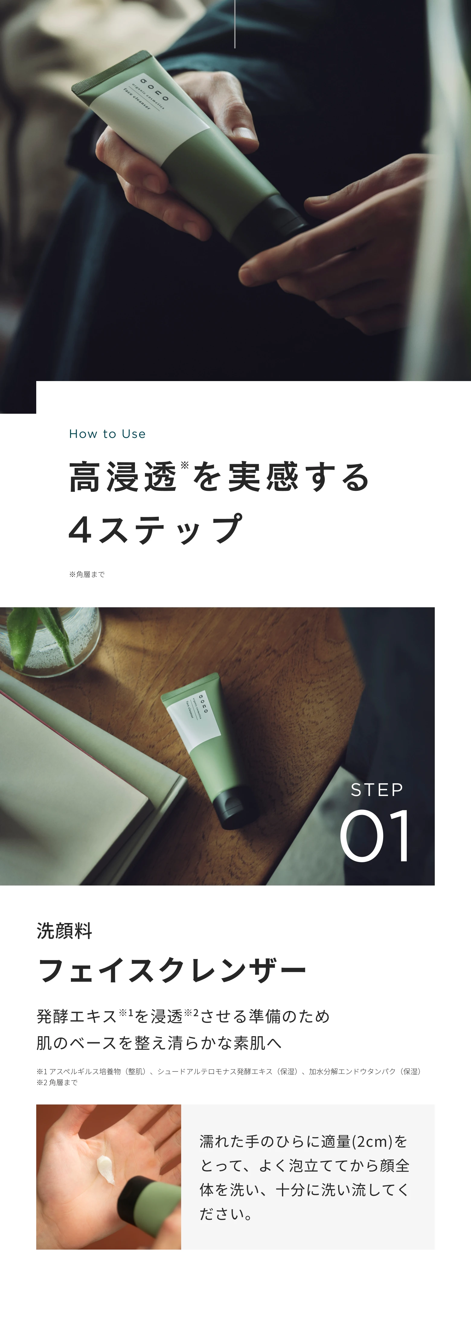 高浸透を実感する4ステップ STEP01 洗顔料フェイスクレンザー